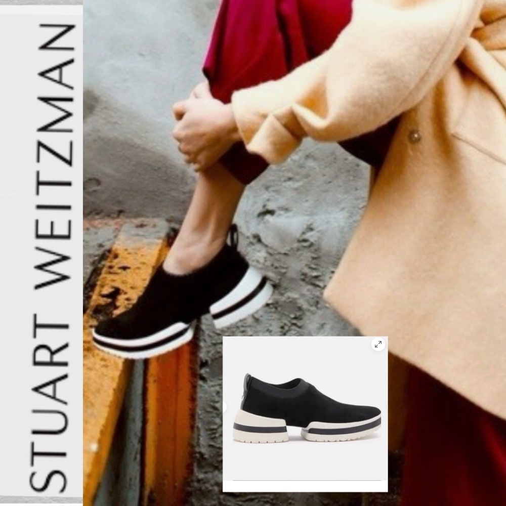 Stuart Weitzman SW65 Black suede slip on, 7.5,  CB2376